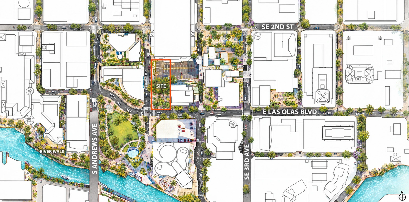 Conceptual site plan & Riverwalk
