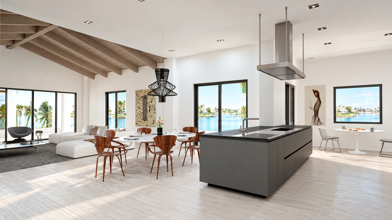 Kitchen, dining & living