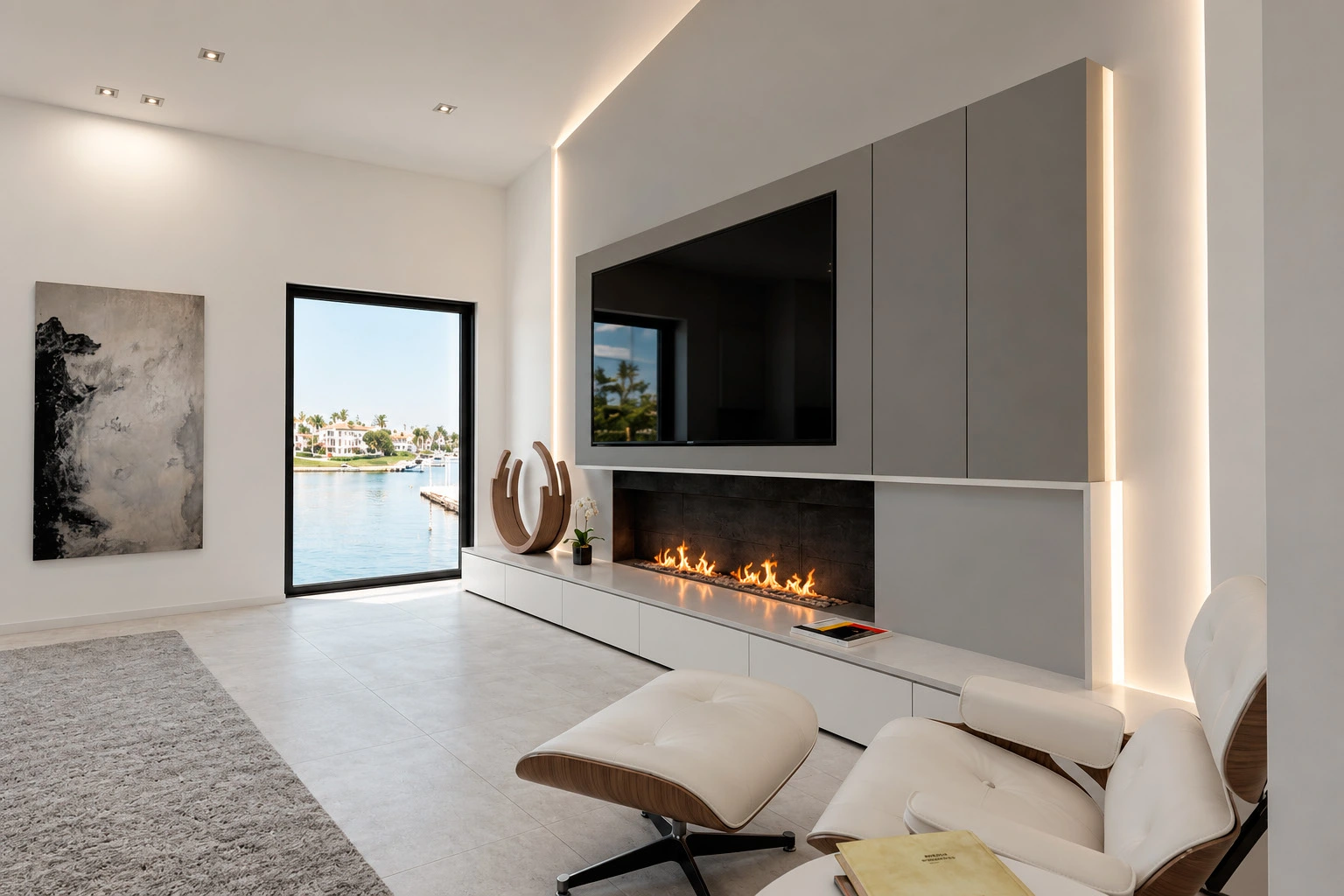 Media wall & private retreat
