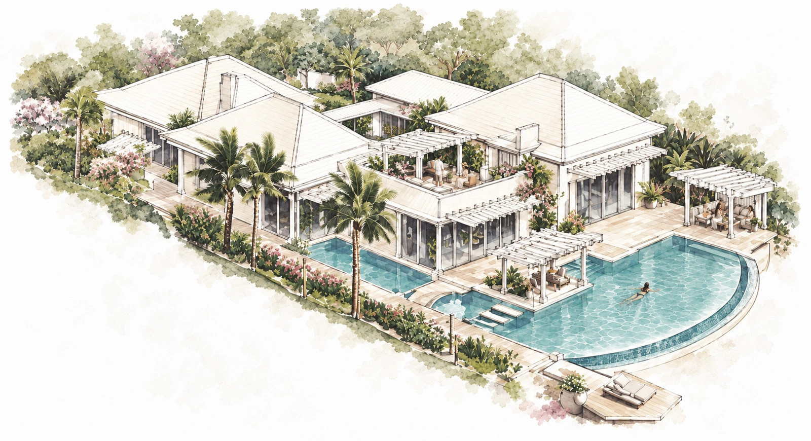 Villa & landscape axonometric