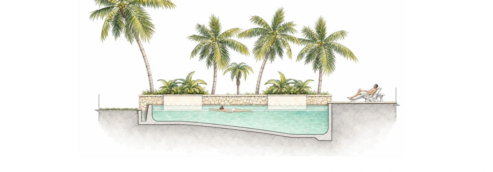 Tropical Pool · Material & Water / Design visualization & portfolio study