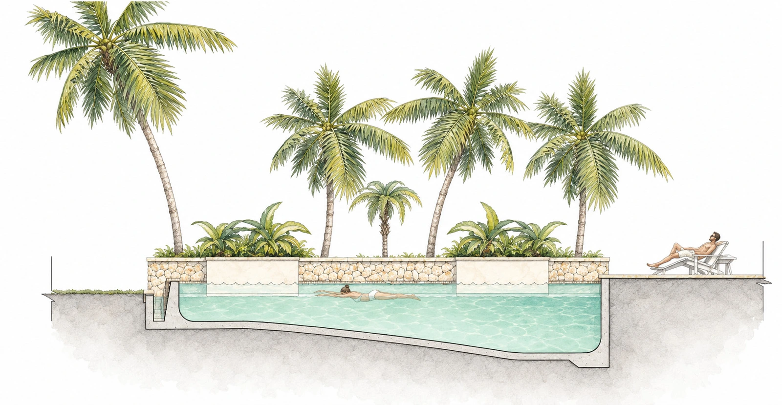 Longitudinal pool section