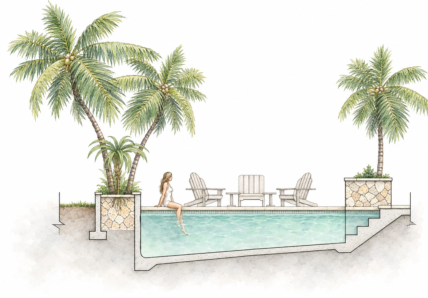 Pool edge & planted terrace