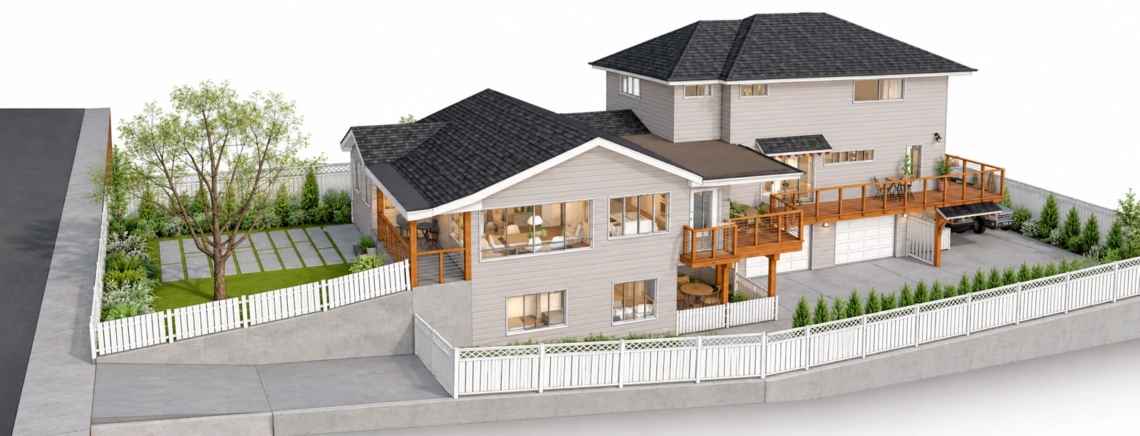 Massing, grade & terrace connections
